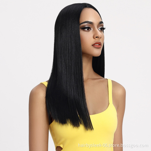 Magic Hair 20 Inch Synthetic Straight Hair Lace Front Wig Natural Hairline Heat Resistant Fiber Hair Middle Part For Black Women